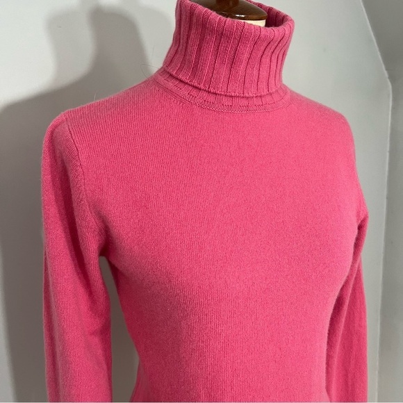 Kinross Pink Cashmere Sweater Knit Soft Comfy Turtleneck Cozy Warm Top Spring - Picture 6 of 9